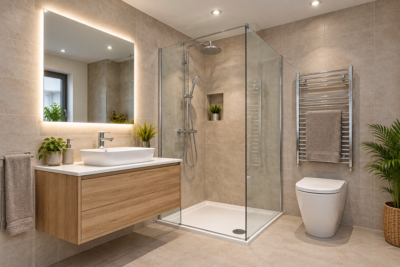 Bathroom with shower and basin